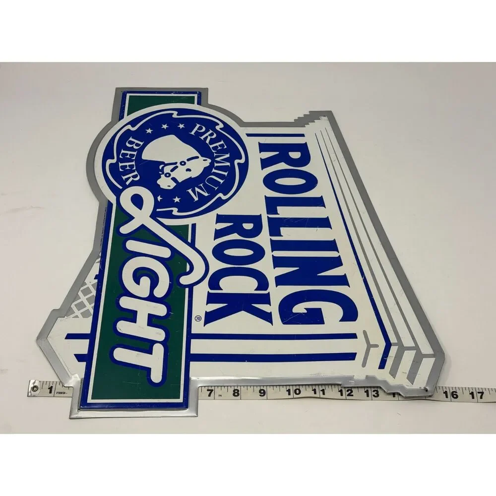 Rolling Rock Light Premium Beer Sign - Breweriana Theme Bar Decor